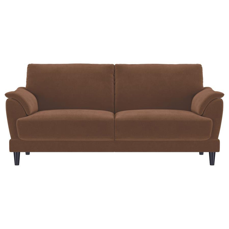 Selma - Velvet Upholstered Crescent Arm Sofa - Rust