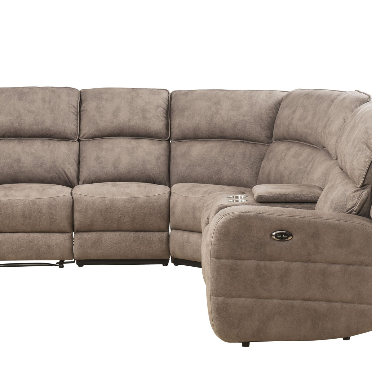 Olwen - Nubuck Power Recliner Sectional Sofa With USB Port - Mocha