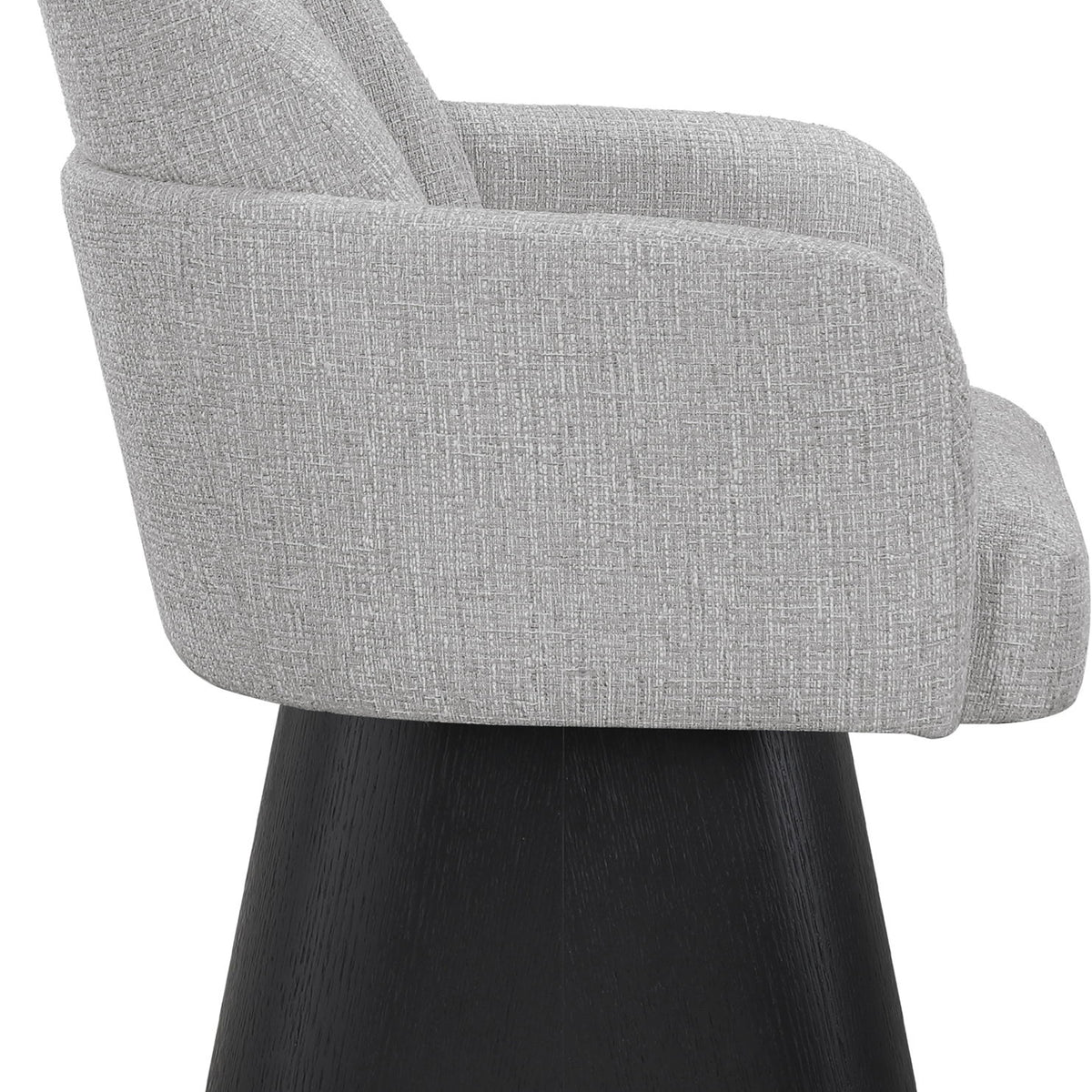 Marlowe - Linen Textured Fabric Upholstered Swivel Dining Arm Chair - Stained Black