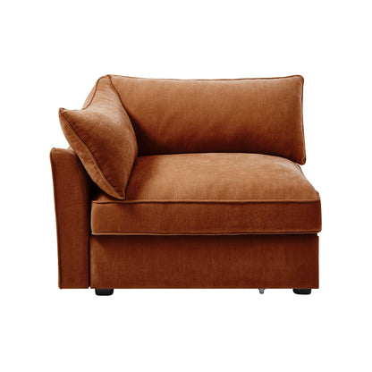 Left-Facing Velvet Sofa - Orange Velvet