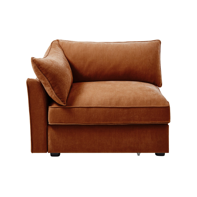 Left-Facing Velvet Sofa - Orange Velvet