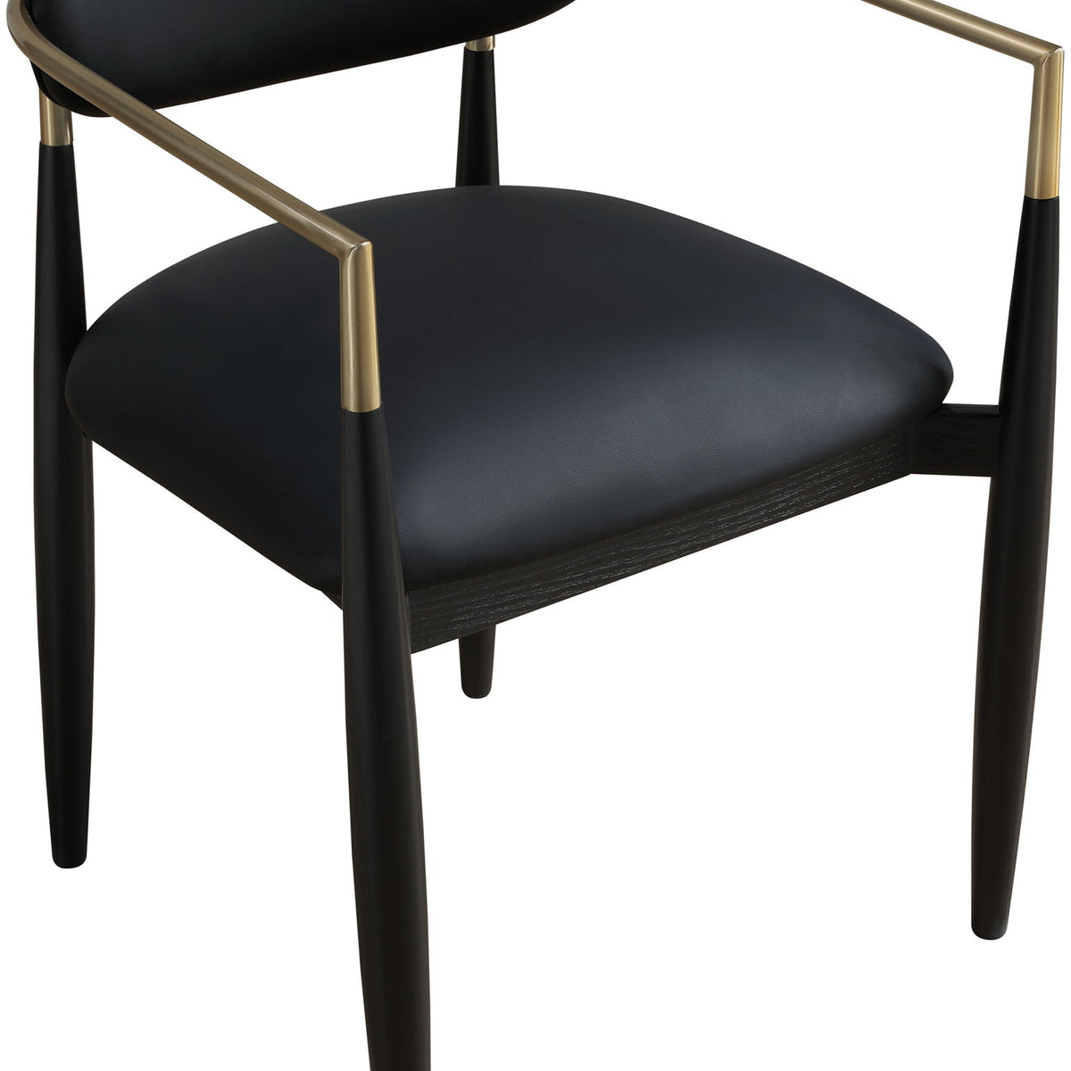 Riccio - Faux Leather Dining Arm Chair (Set of 2) - Black And Gold Frame