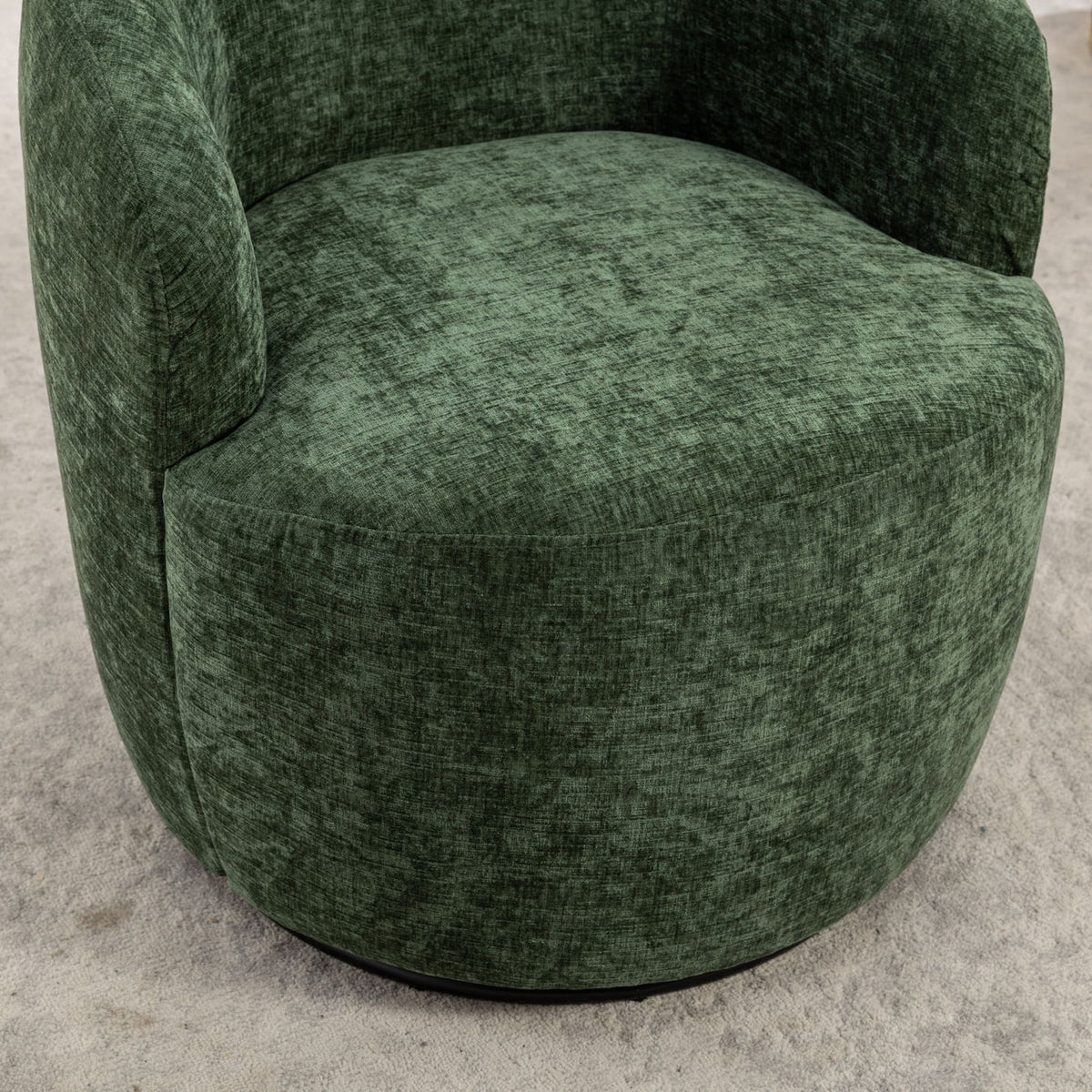 Chenille Fabric Swivel Accent Armchair Barrel Chair With Powder Coating Metal Ring