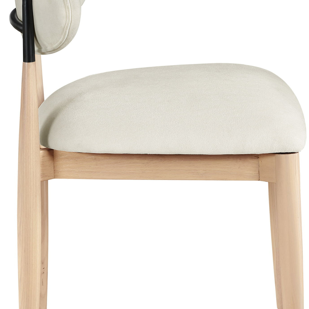Riccio - Performance Fabric Upholstered Dining Side Chair (Set of 2) With Light Brown Legs - Cream