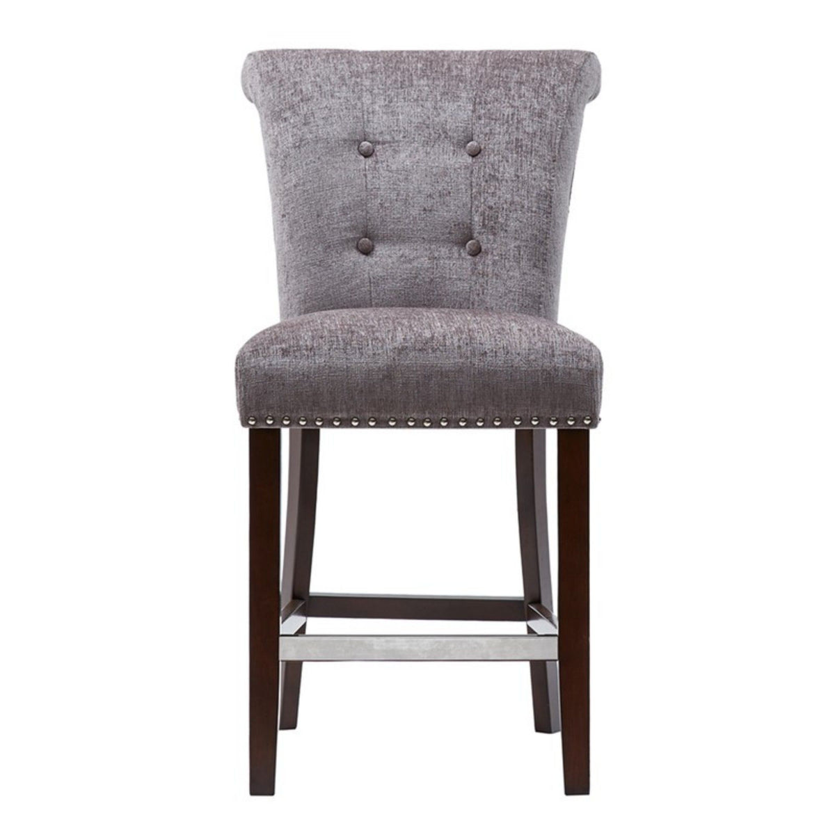 Colfax - Counter Stool With Button Tufting And Nail Heads - Gray
