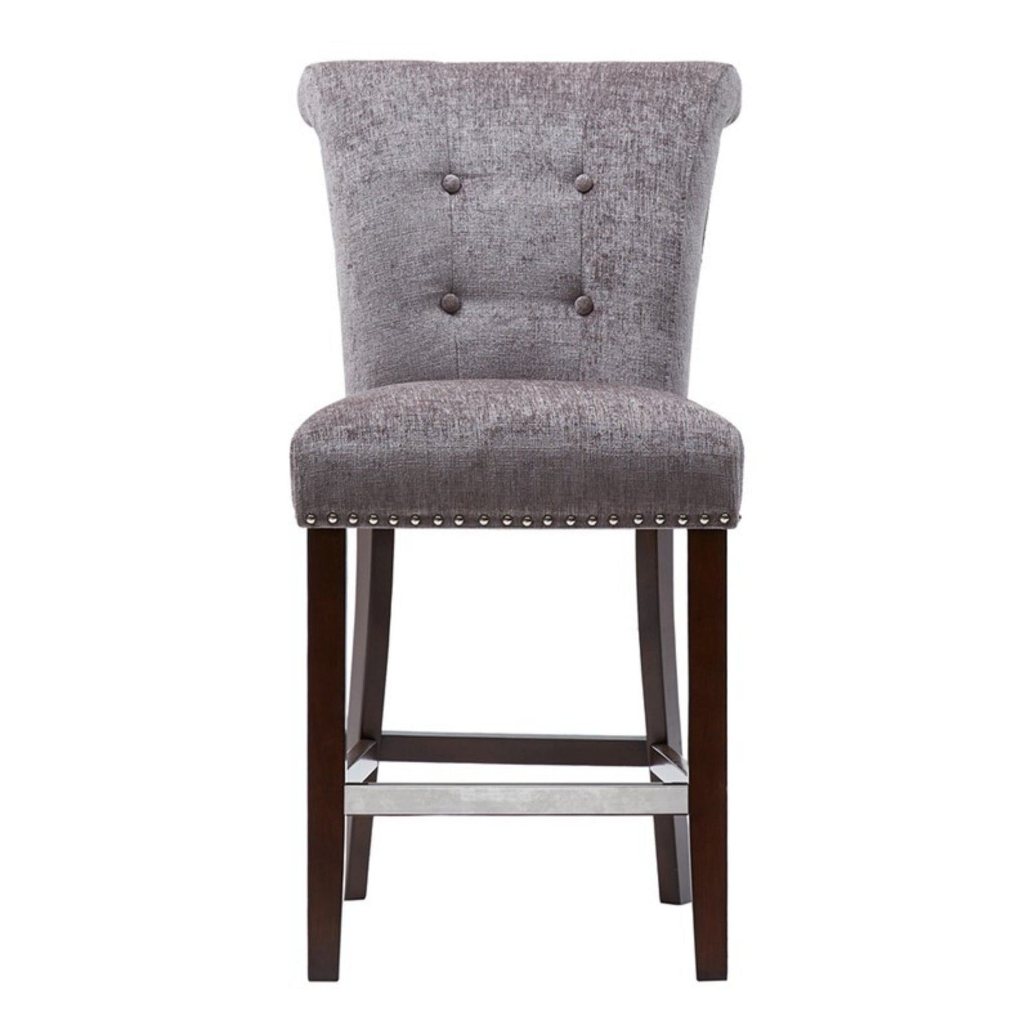 Colfax - Counter Stool With Button Tufting And Nail Heads - Gray
