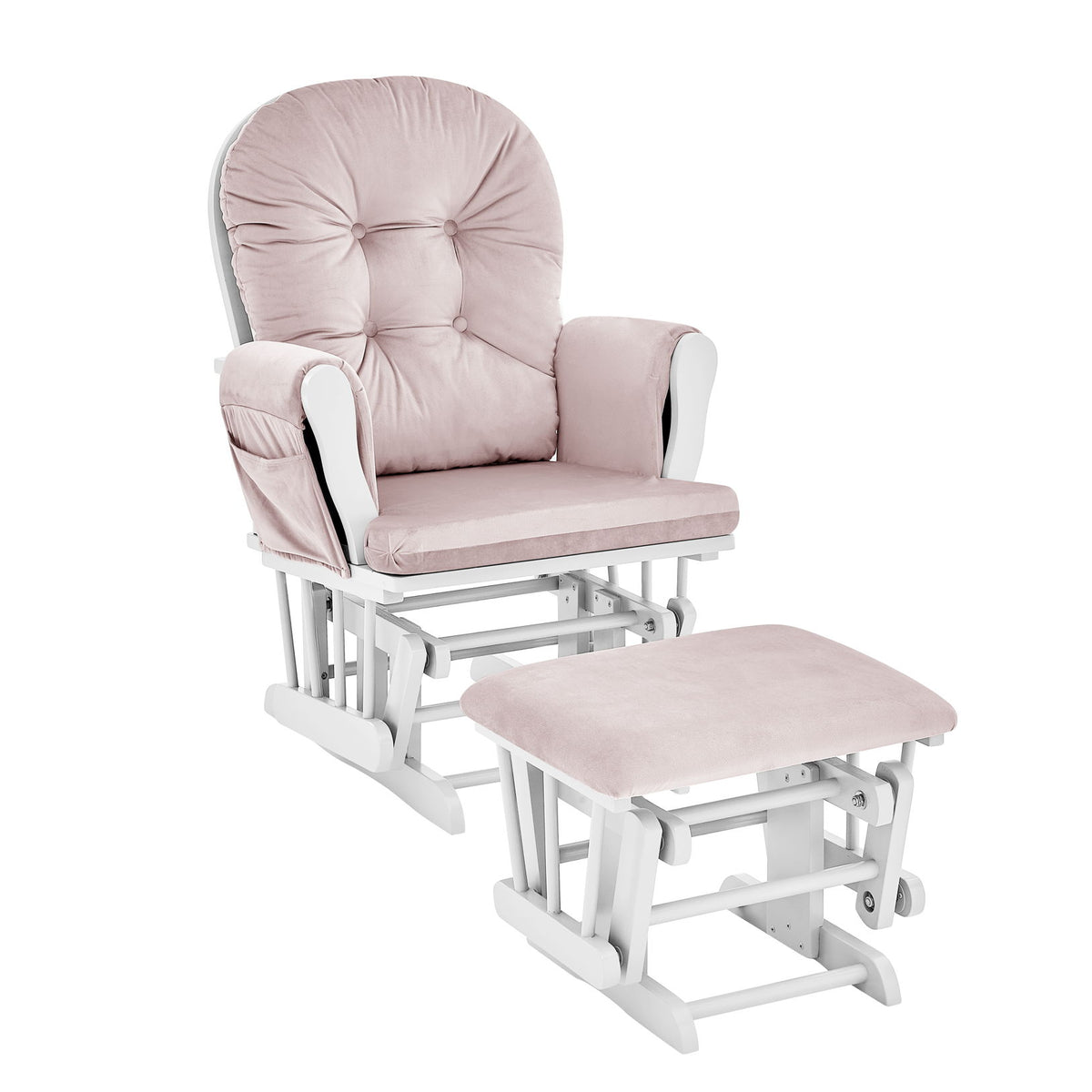 Mason - Glider And Ottoman White Wood