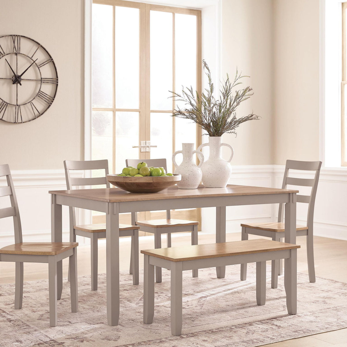 Harperfeld - Dining Room Table Set (Set of 6) - Natural / Gray