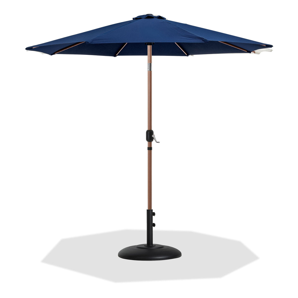 Fiji - Aluminum Patio Umbrella With Round Black And Teak Base