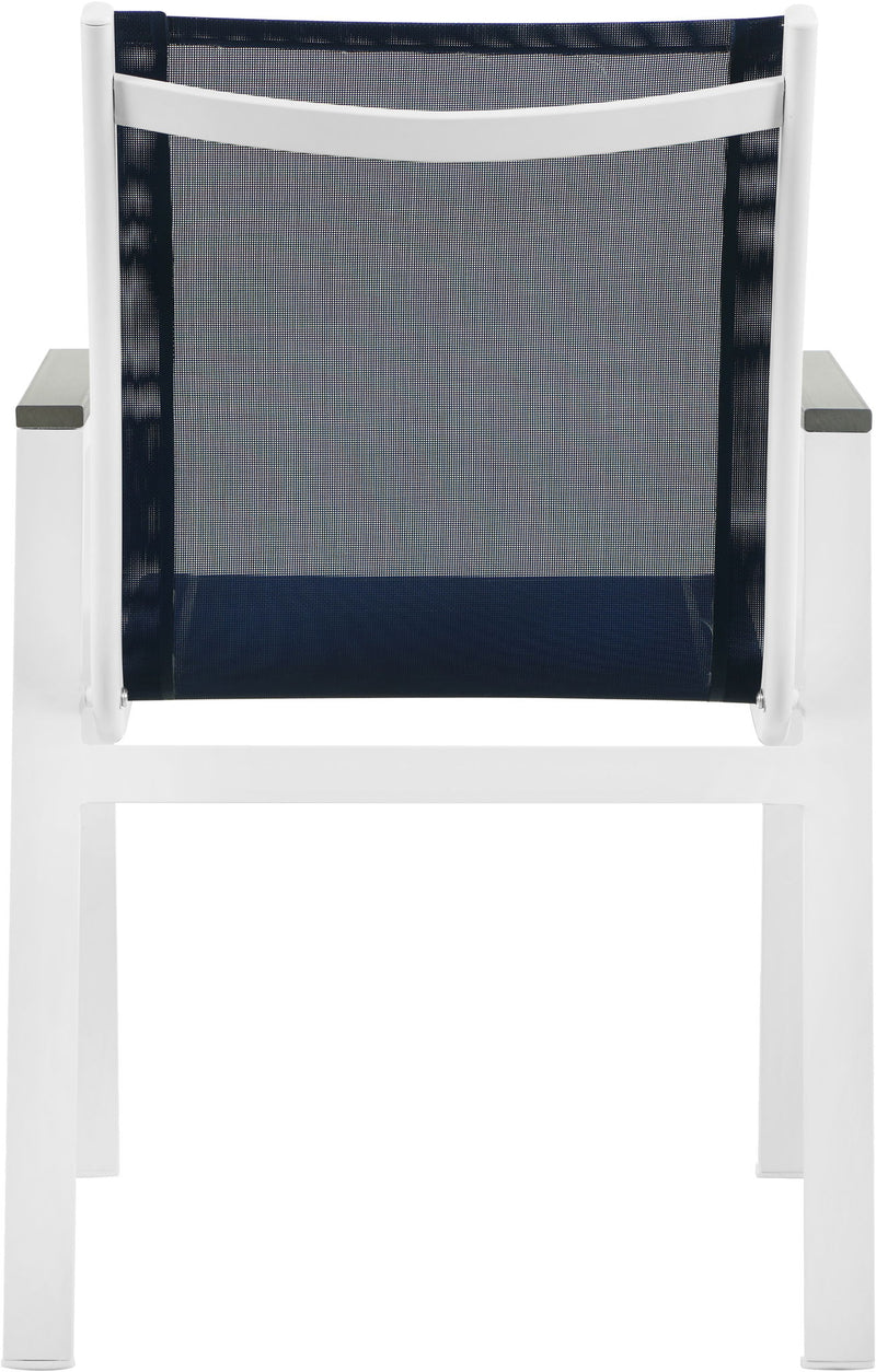 Nizuc - Outdoor Patio Dining Arm Chair With White Frame And Gray Arms (Set of 2)