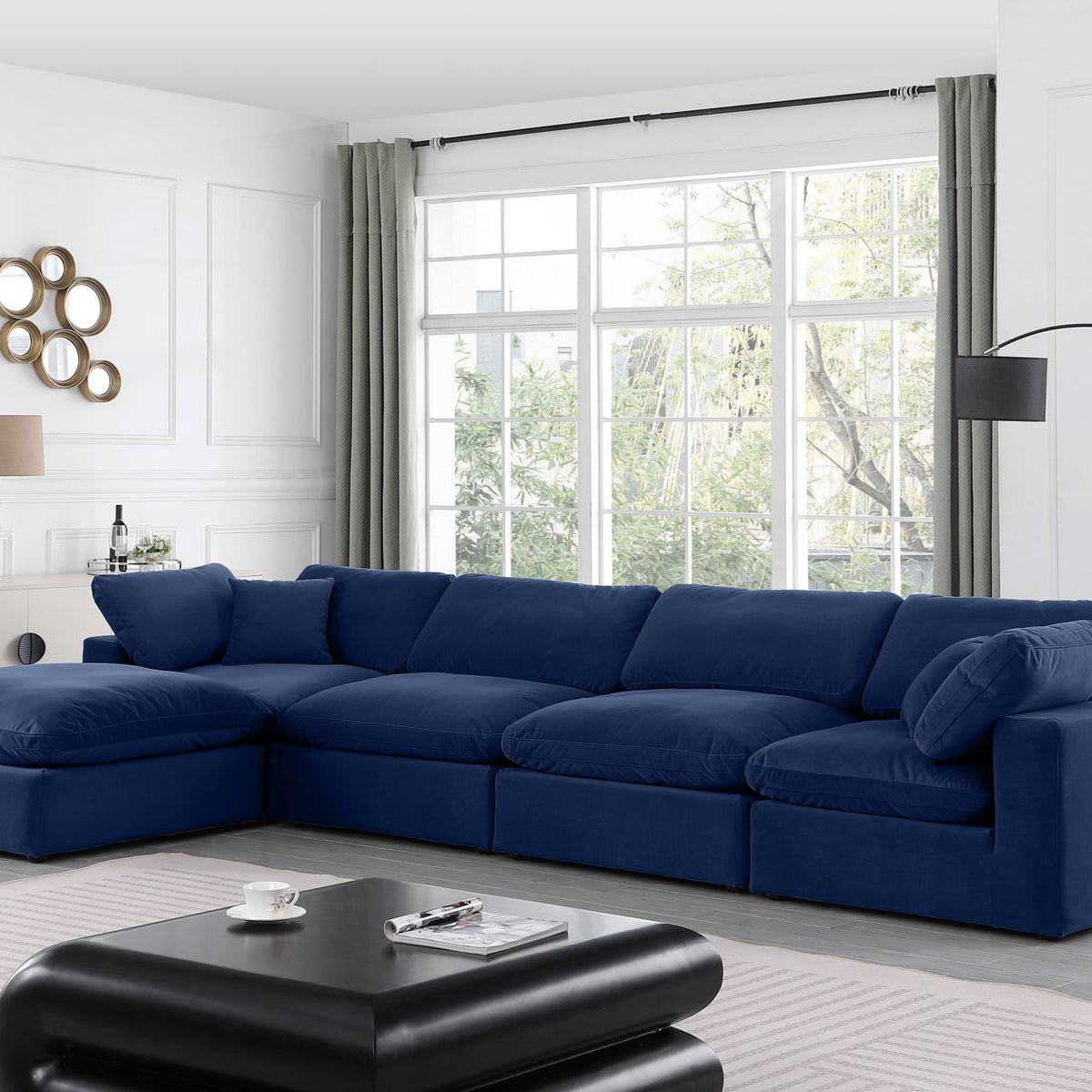 Comfy - 5 Piece Velvet Modular Sectional With Chaise