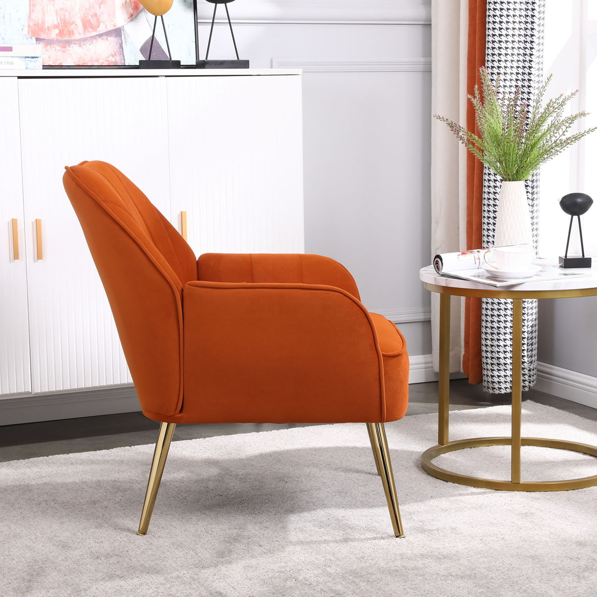 Modern Mid-Century Chair Tufted Sherpa Armchair For Living Room Bedroom Office