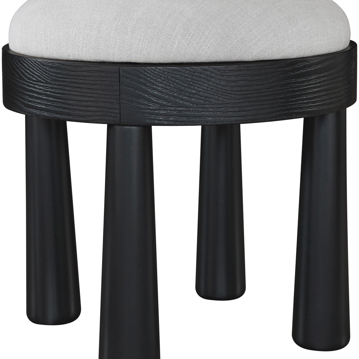 Larea - Linen Textured Fabric Ottoman - Black Base