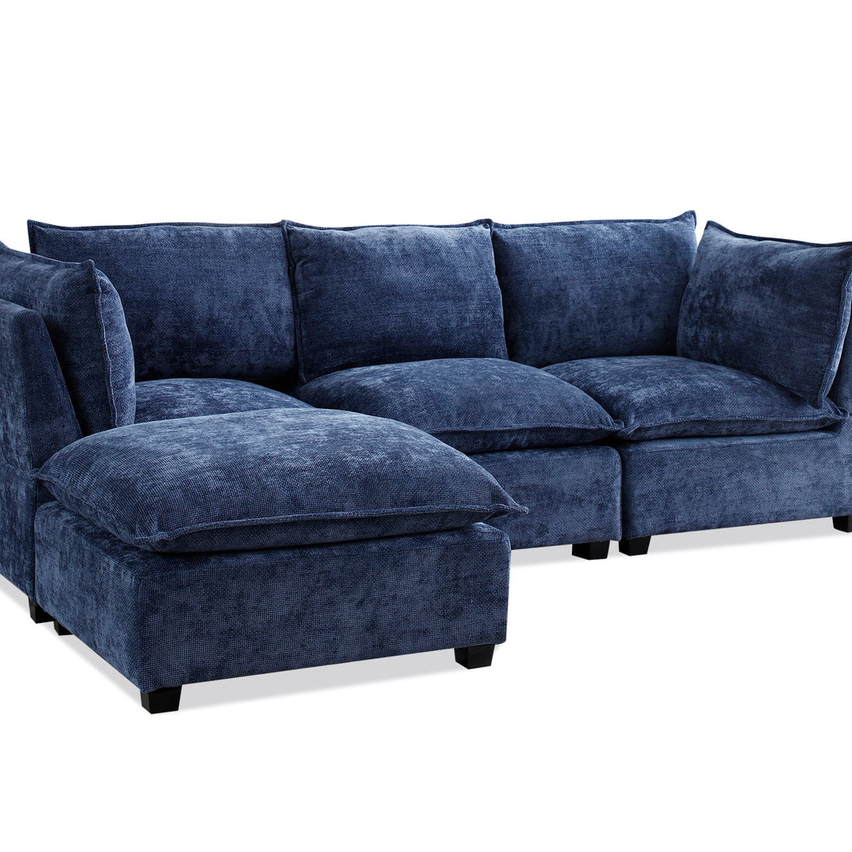 Modern Sectional L-Shape Sofa With Convertible Ottoman For Living Room