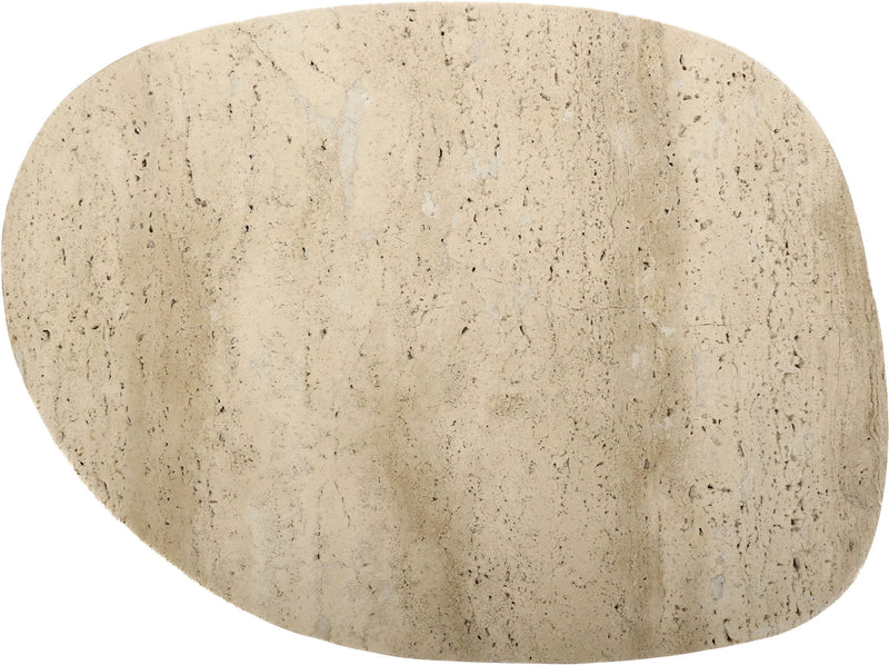 Genuine marble decorative tray, beige oval with speckled stone texture and smooth polish