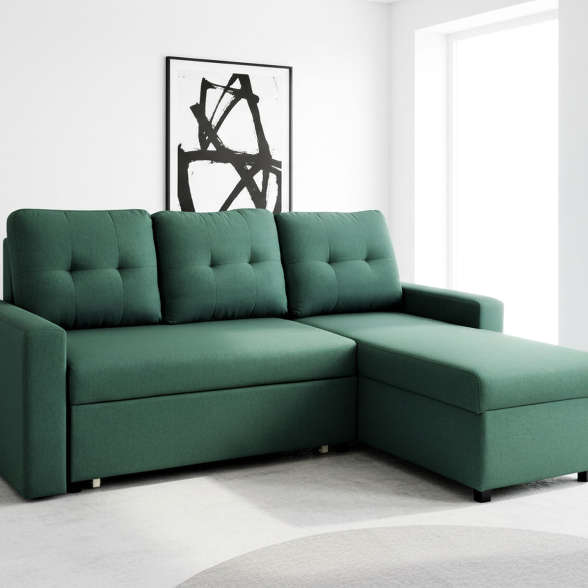 Convertible L Shaped Sectional Sleeper Sofa Bed, Saving Pull Out Couch
