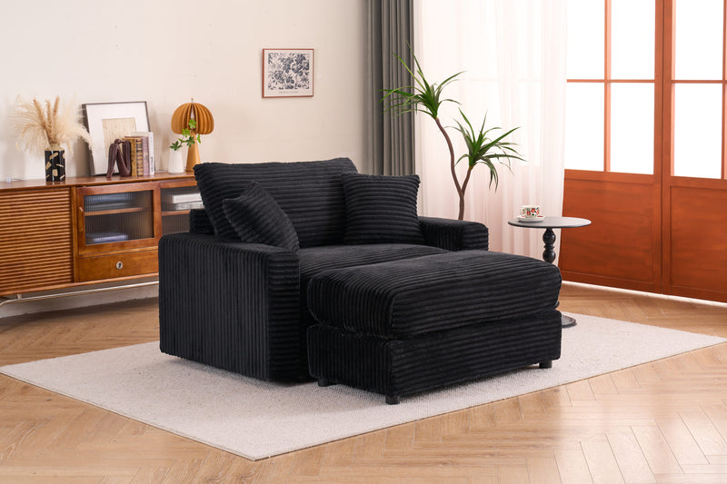 Single Sofa Chair with Removable Ottoman, Comfy Sleeper Chair, Modern and High-Quality Lounge Sofa Bed for Living Room, Bedroom, Small Apartment