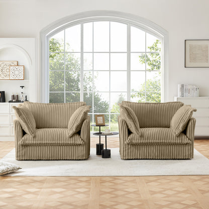 Set of 2 Slipcovered Corduroy Armchairs - Camel Corduroy