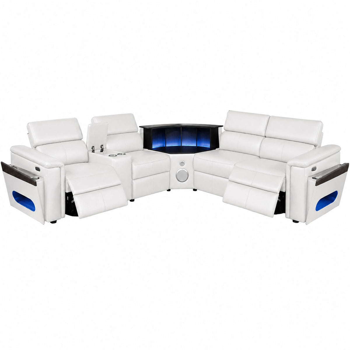 Nova - Sectional With Bluetooth Speaker, LED And Lifting Wine Cabinet