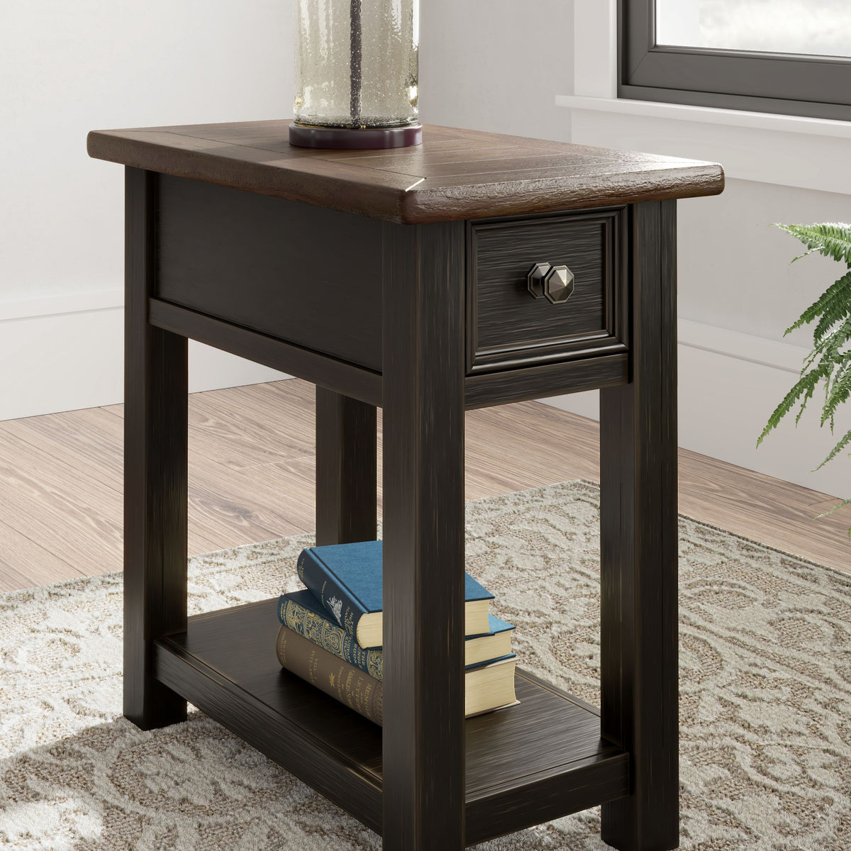 Tyler Creek - Chair Side End Table - Black / Gray