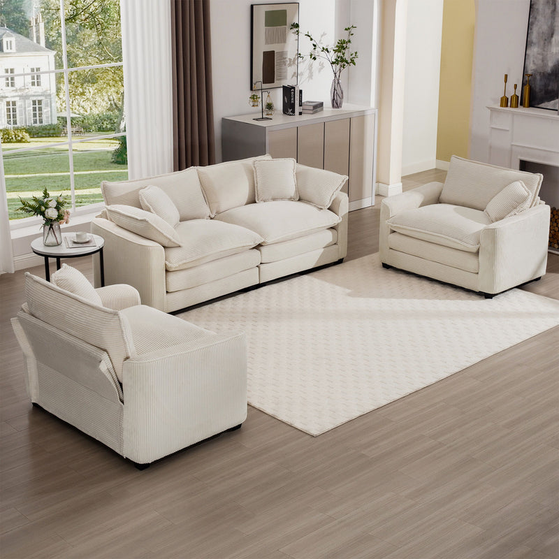 Elegant Corduroy Oversized Sectional Sofa Set With Deep Seats And Flexible Layout