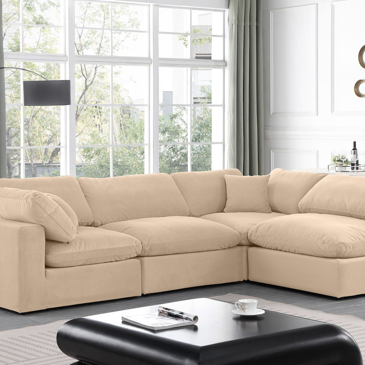 Comfy - 4 Piece Velvet Modular Armless Sectional
