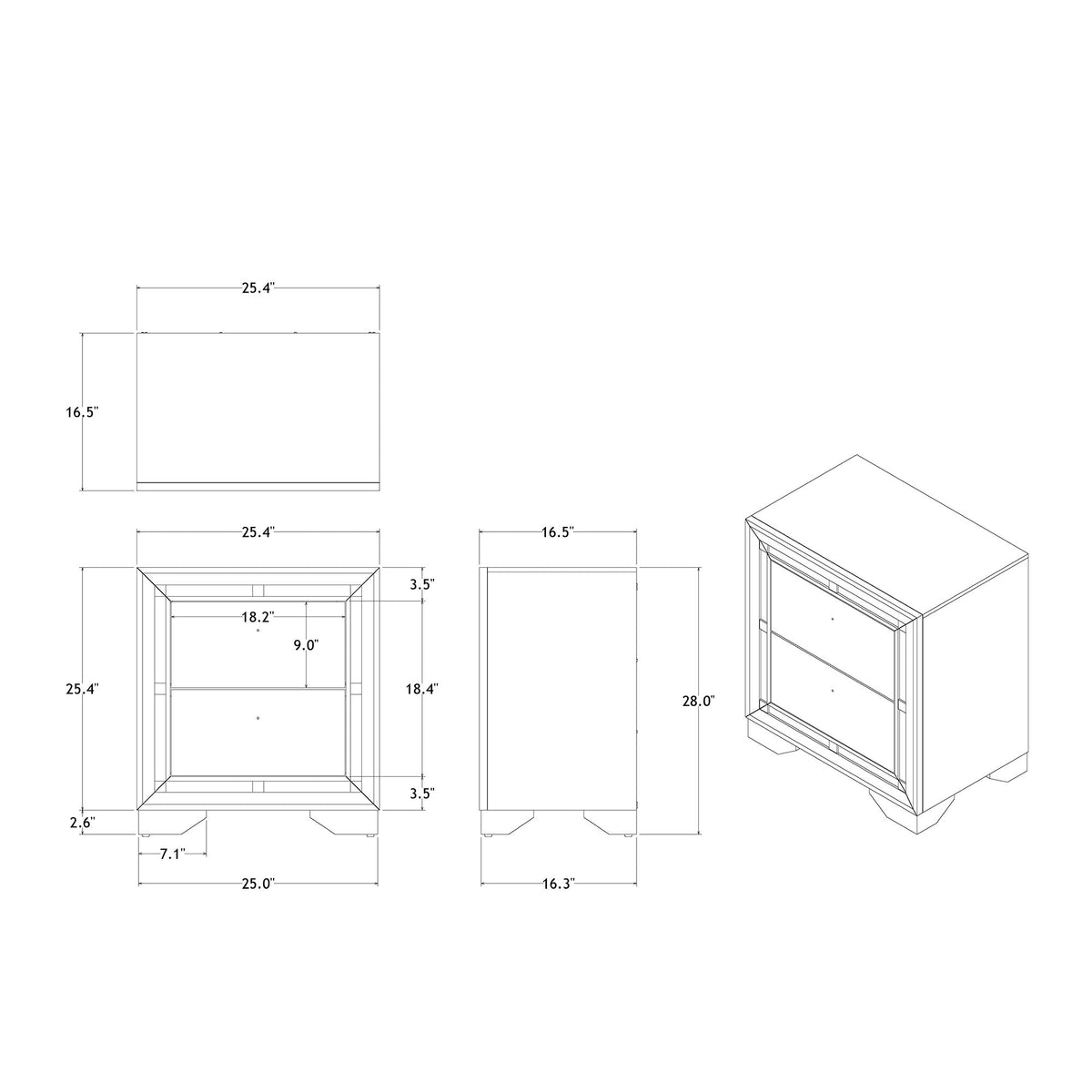 Chloe - Nightstand - Gemstone Silver