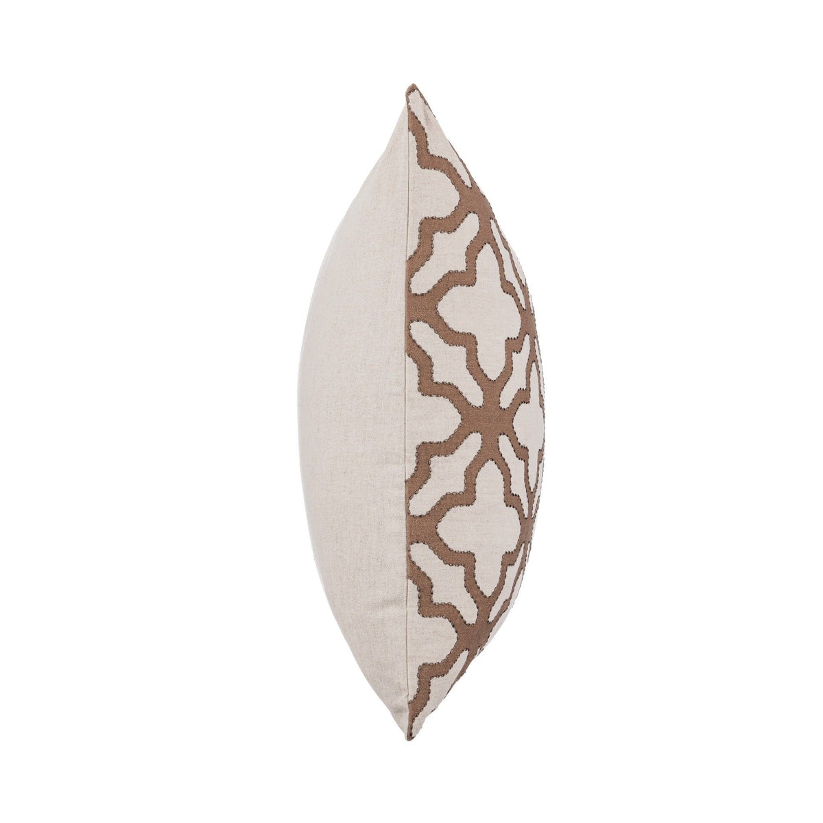 22x22 trellis lattice throw pillow showing side seam and patterned edge