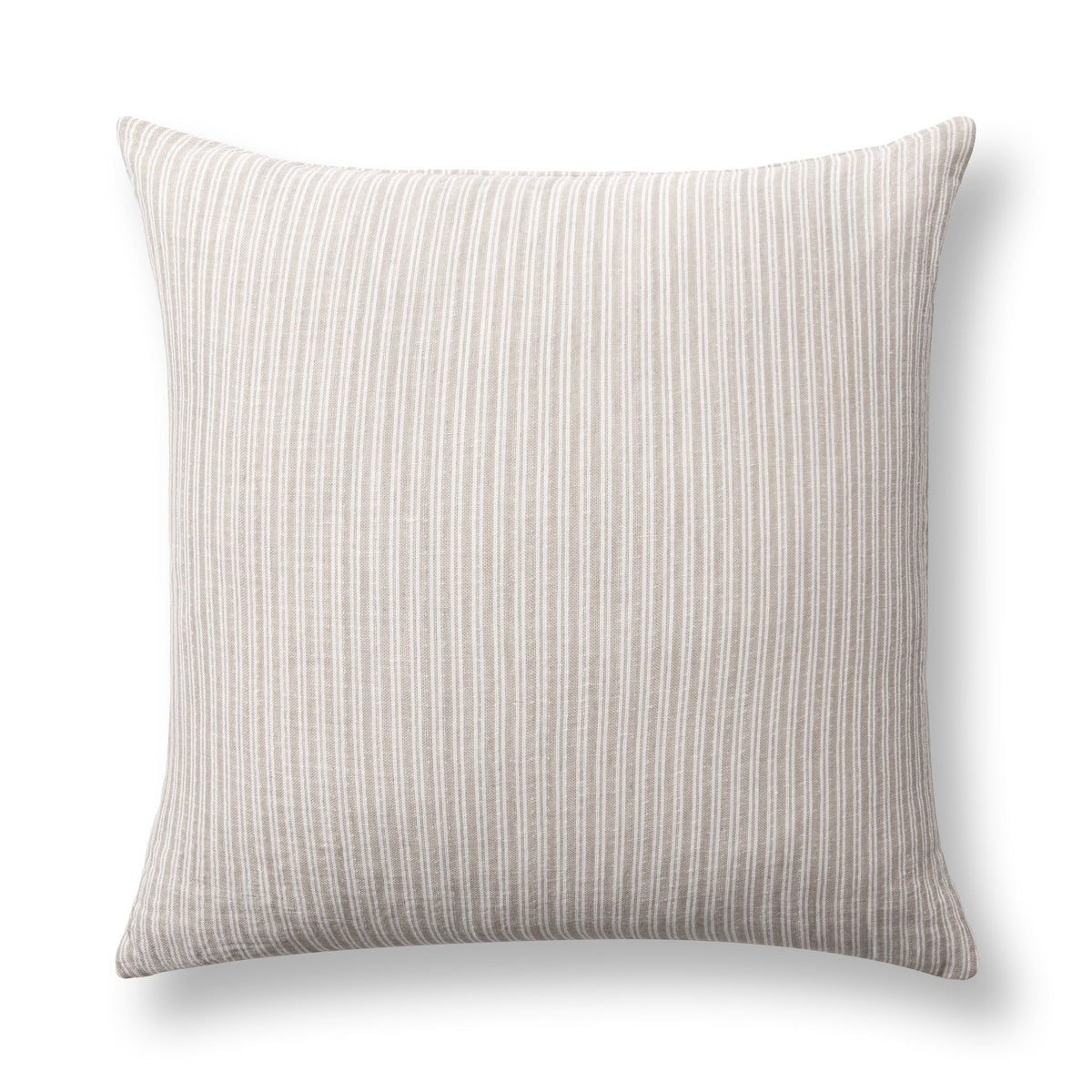 Natural beige striped square throw pillow with vertical stripe pattern