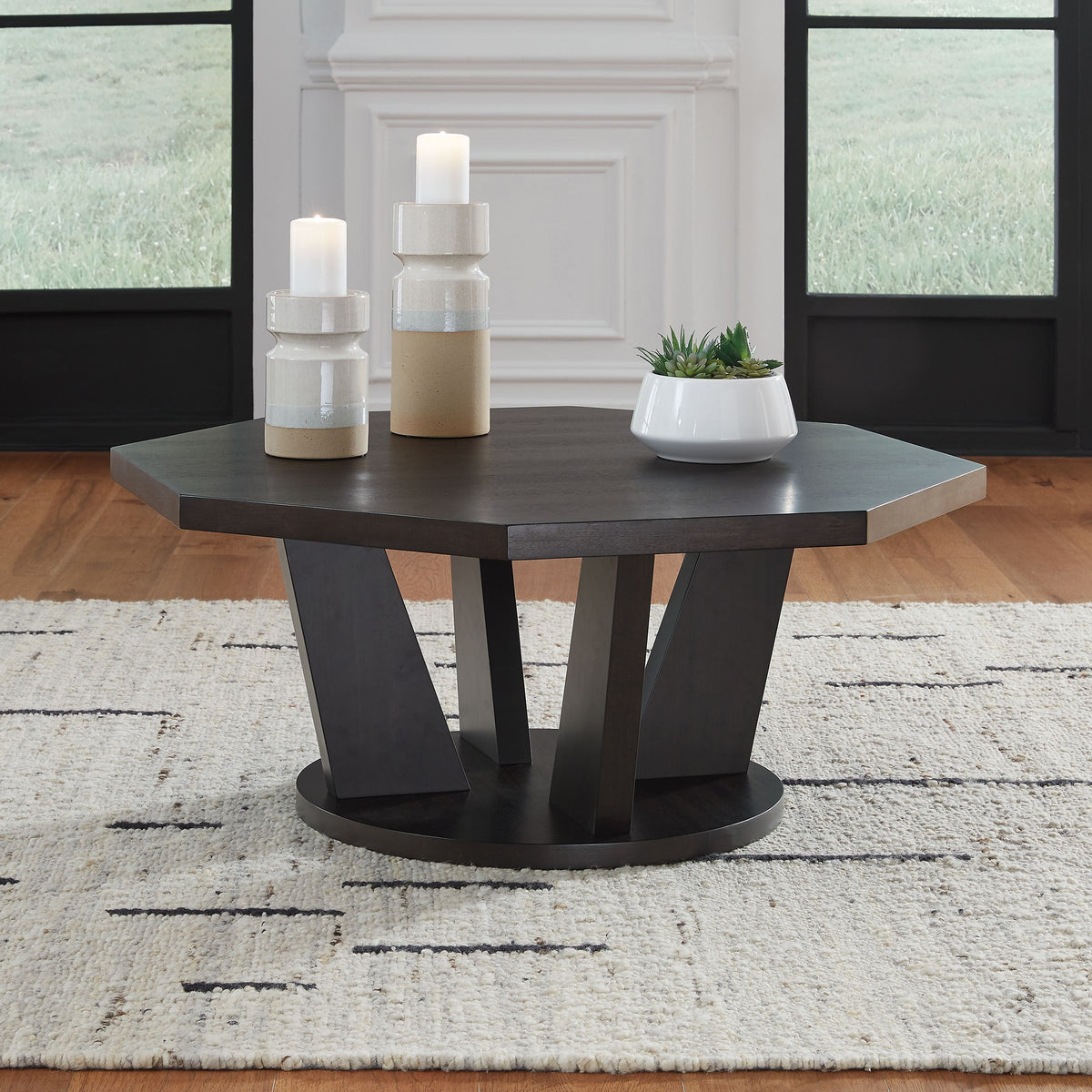 Chasinfield - Octagon Coffee Table - Dark Brown