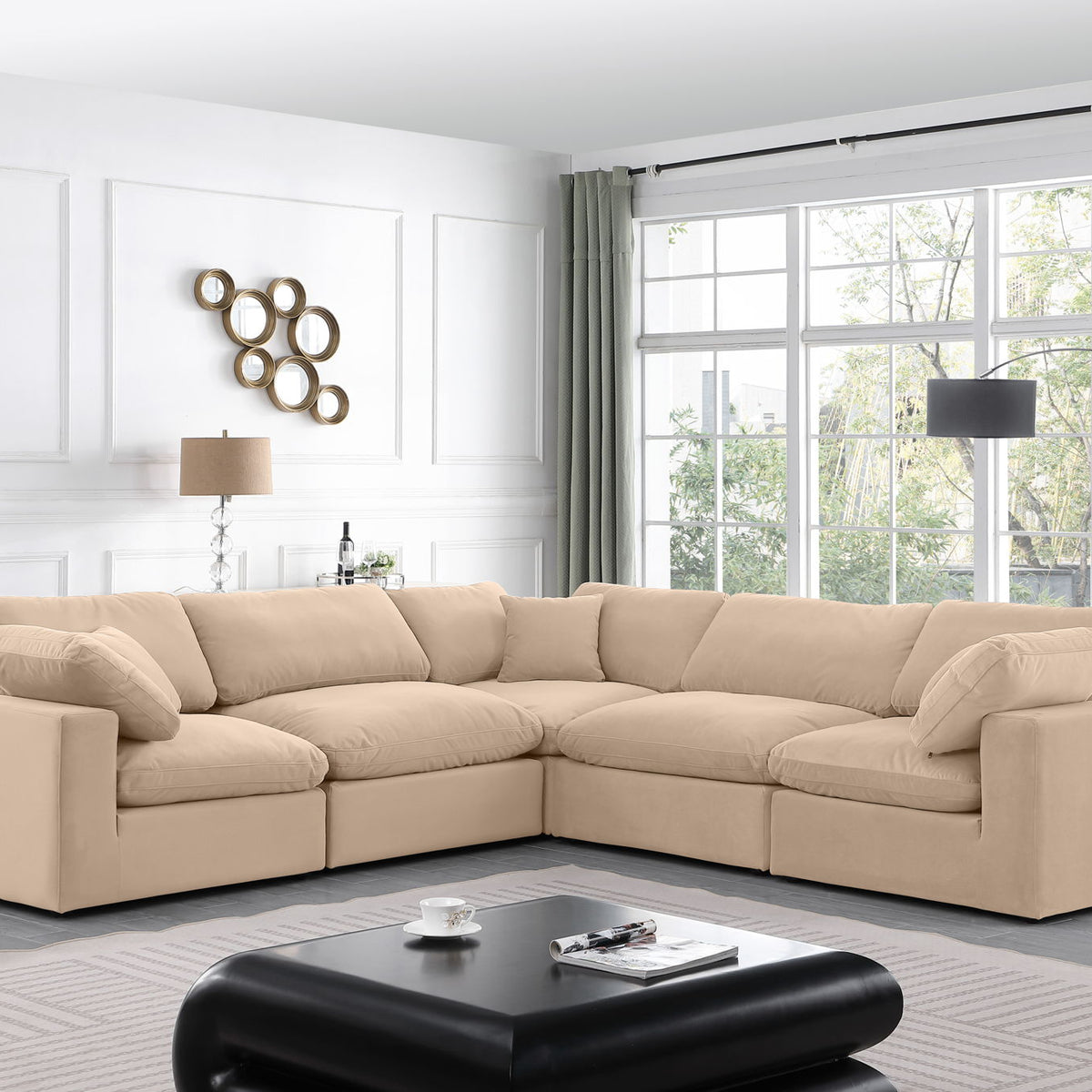 Comfy - 5 Piece Velvet Modular Corner Sectional