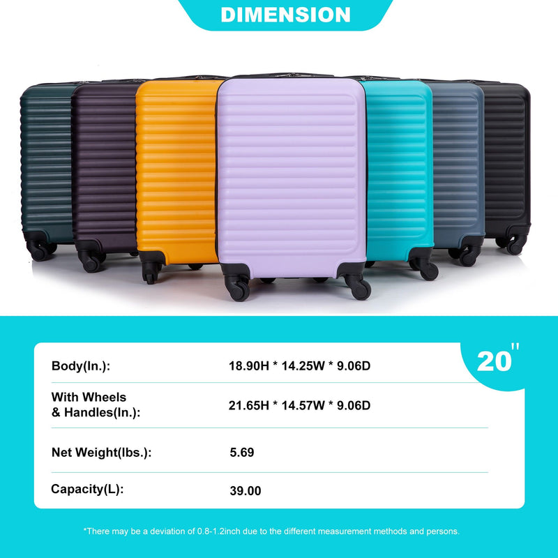 3 Piece Luggage Sets Lightweight Suitcase With Two Hooks, Spinner Wheels, Tsa Lock