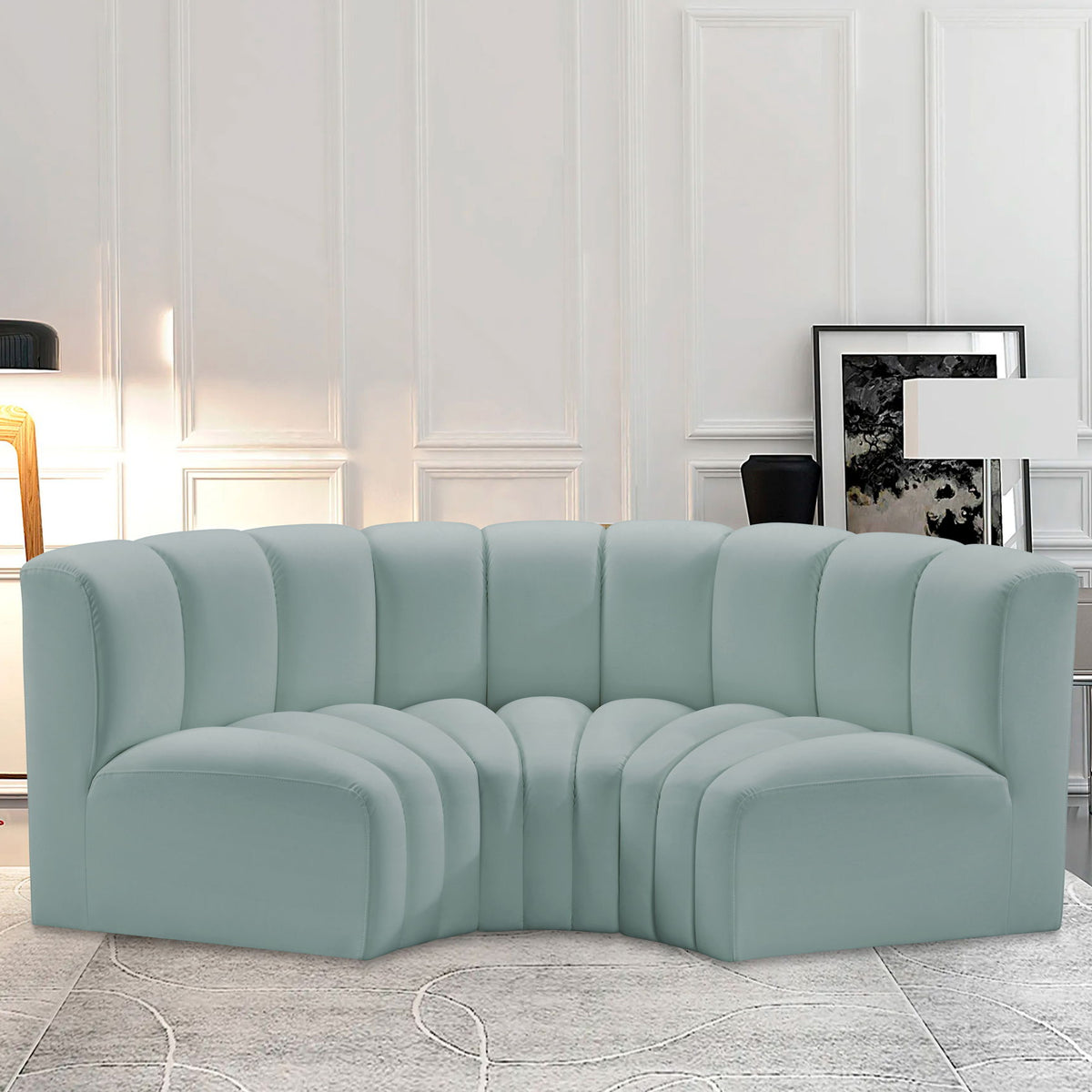 Arc - Faux Leather 3 Piece Modular U-Shaped Sofa