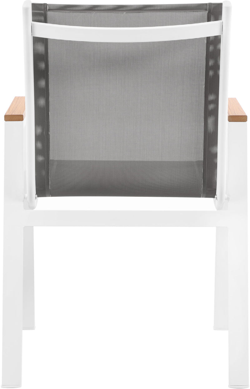 Nizuc - Outdoor Patio Dining Arm Chair With White Frame And Natural Arms (Set of 2)