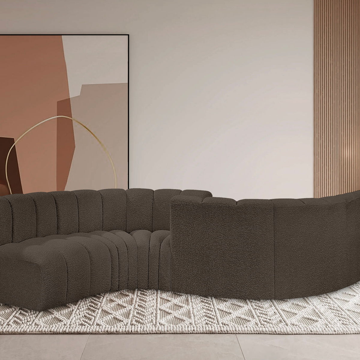 Arc - Boucle Fabric 6 Piece Modular Sofa - Black