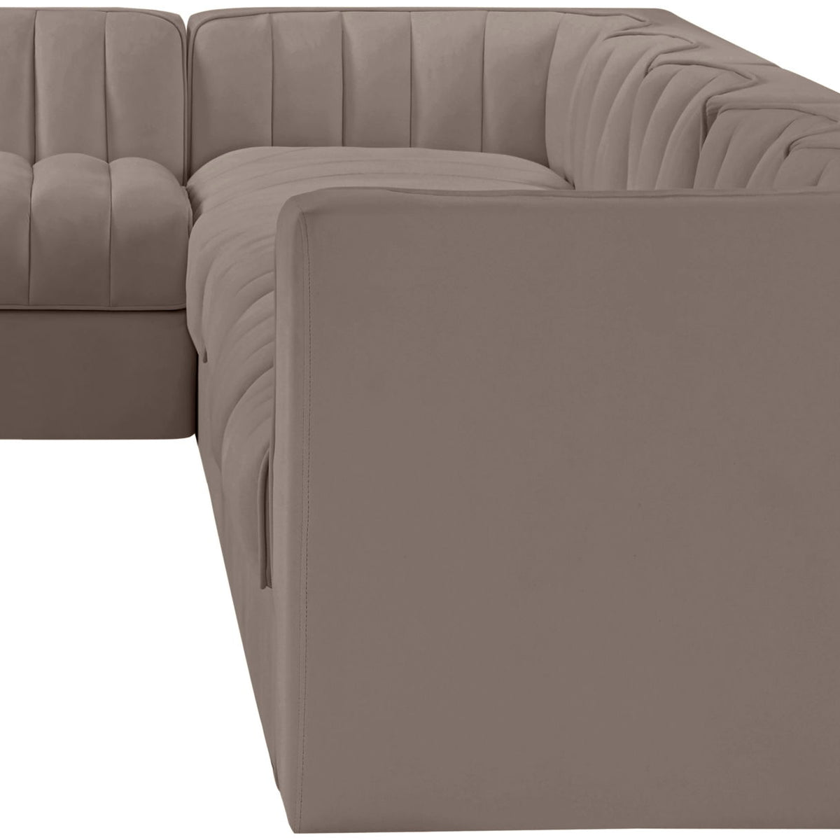 Rummi - Velvet Performance Fabric Upholstered 6 Piece Modular Sectional, L-Shaped (Right)