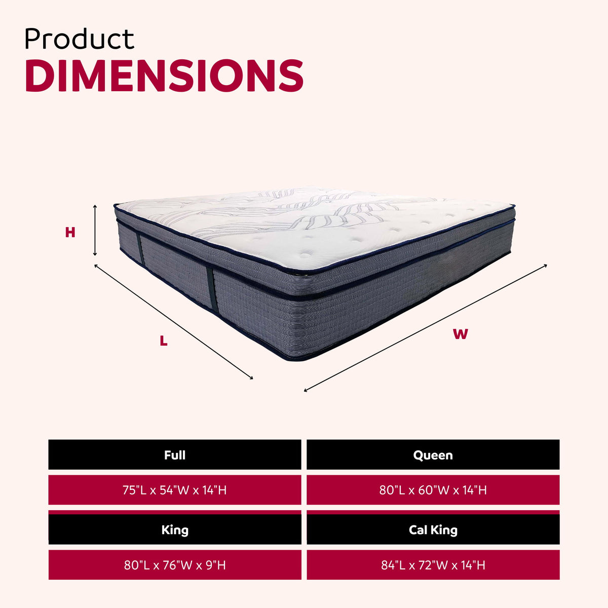 King Size Hybrid Plush Foam Mattress, Soft Polyester Knit Cover, Multi Layer Foam Mattress - White / Gray