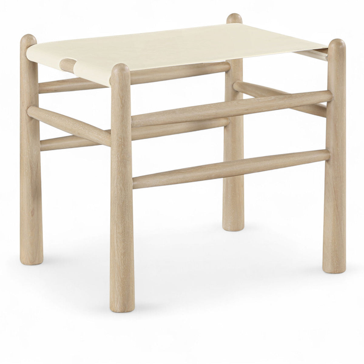 Santos - Faux Leather Upholstered Bench - Natural Frame