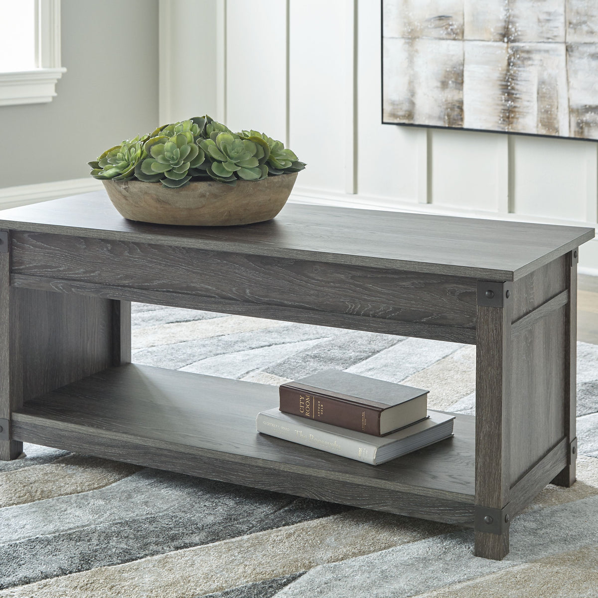 Freedan - 3 Pc. - Coffee Table, 2 End Tables - Grayish Brown