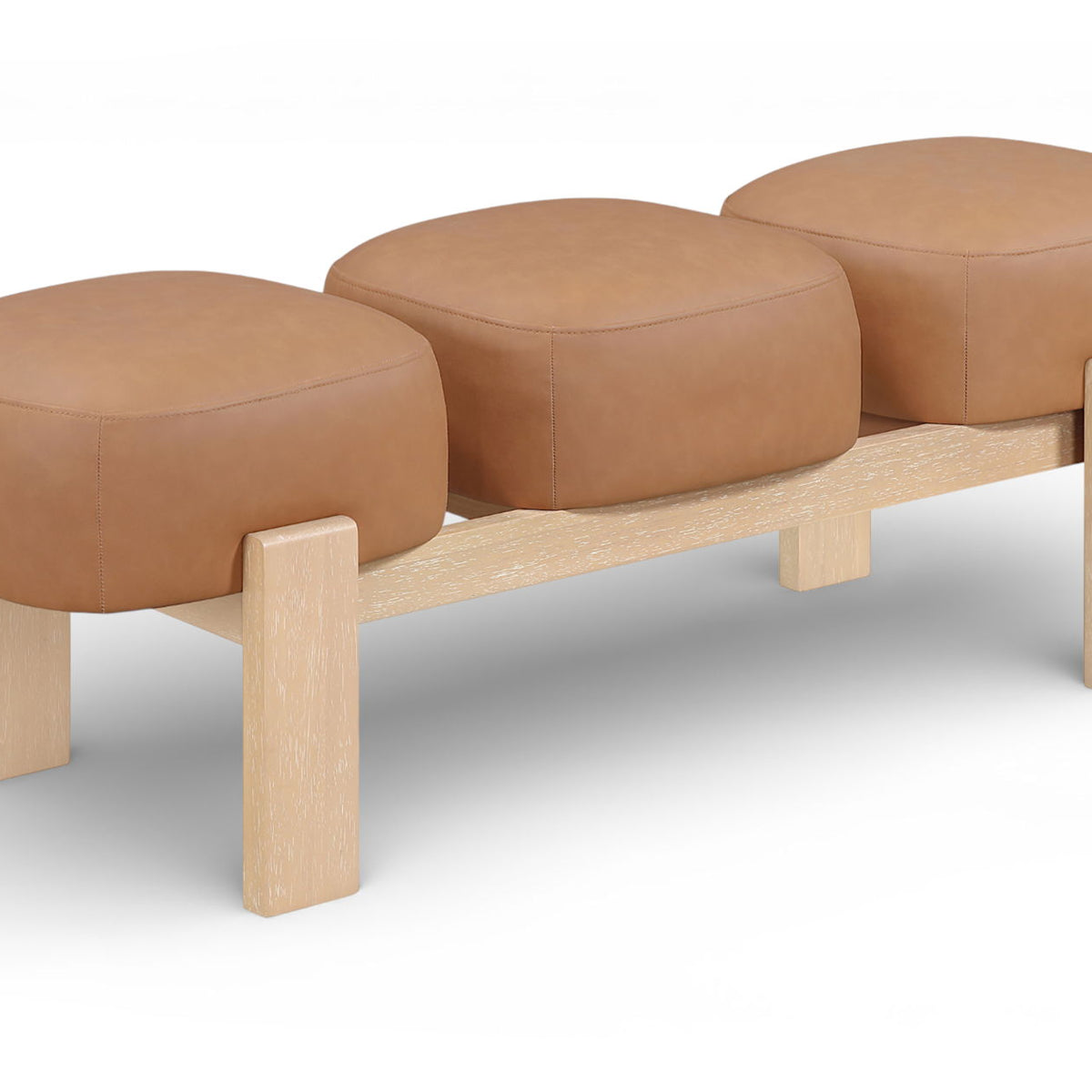 Woodcrest - Vegan Leather Upholstered Bench - Painted Natural Base