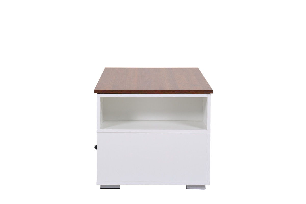 Luna - Coffee Table With Walnut Finish Lift Top, 2 Drawers, And 2 Shelves - White And Brown