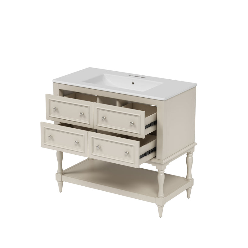 Bathroom Vanity Cabinet With Undermount Sink, 4 Drawer Set