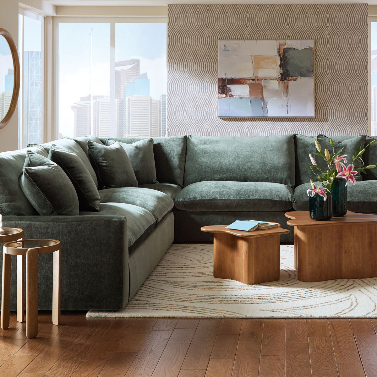 Carriage View - 3-Piece Sectional - Jade