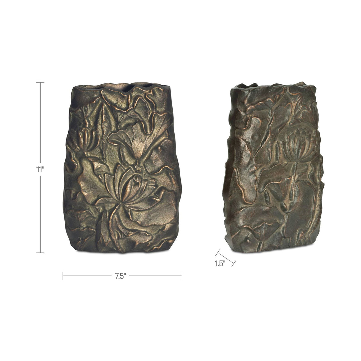 Sabine - Cast Aluminum Vase - Antique Brass