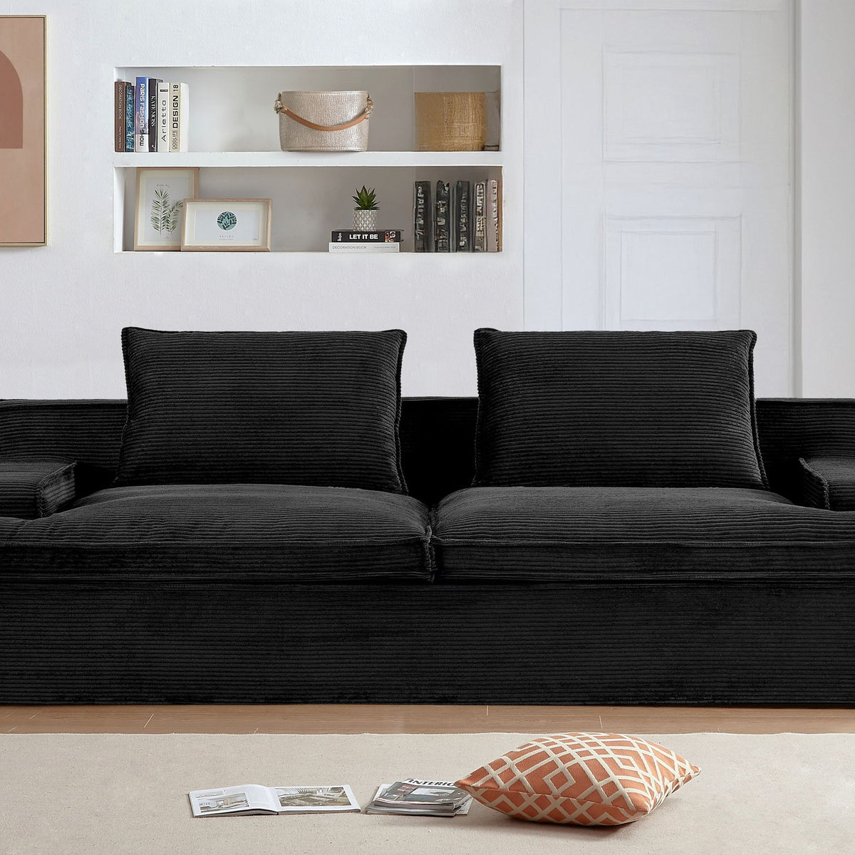 Nimbus - Oversized Full Foam 4 Seater Couch For Living Room Upholstered In Soft Corduroy, Wide Armrests