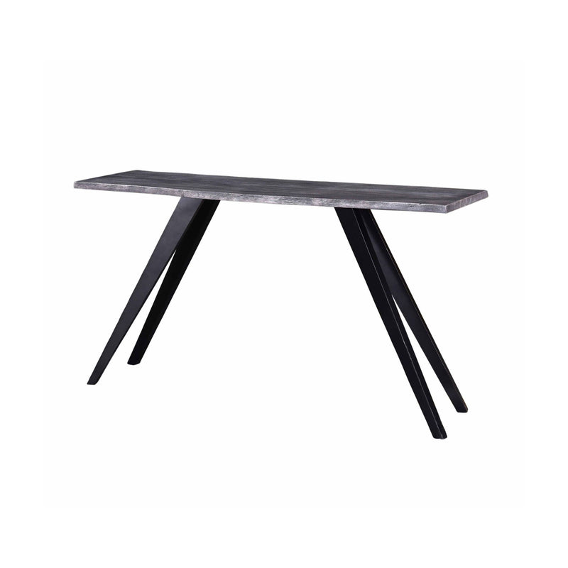 Acacia Wood And Metal Console Table, Live Edge, Angled Legs, Modern Living Room Furniture - Gray / Black
