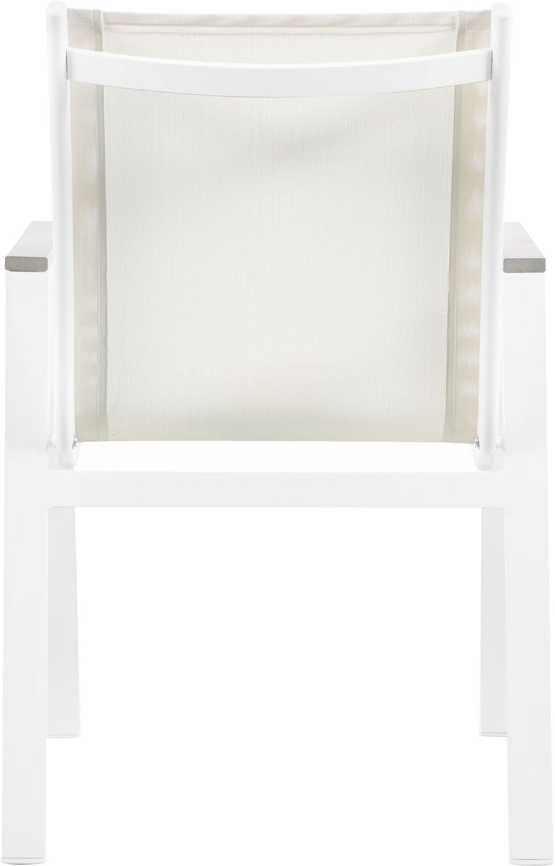 Nizuc - Outdoor Patio Dining Arm Chair With White Frame And Gray Arms (Set of 2)