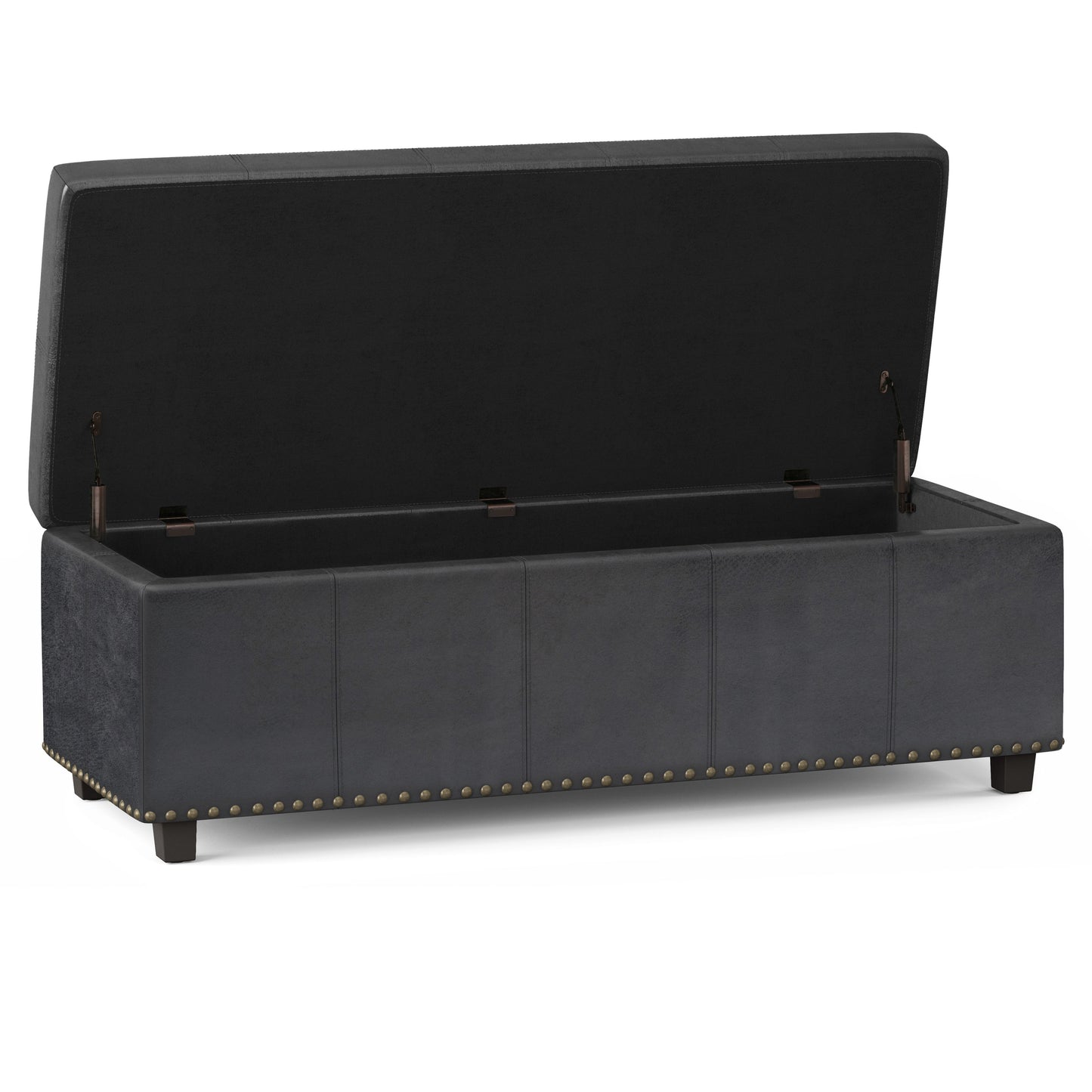 Kingsley - Large Storage Ottoman - Distressed Black