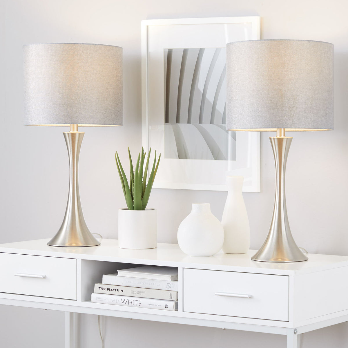 Lenuxe - Contemporary Semi Gloss Table Lamp (Set of 2)