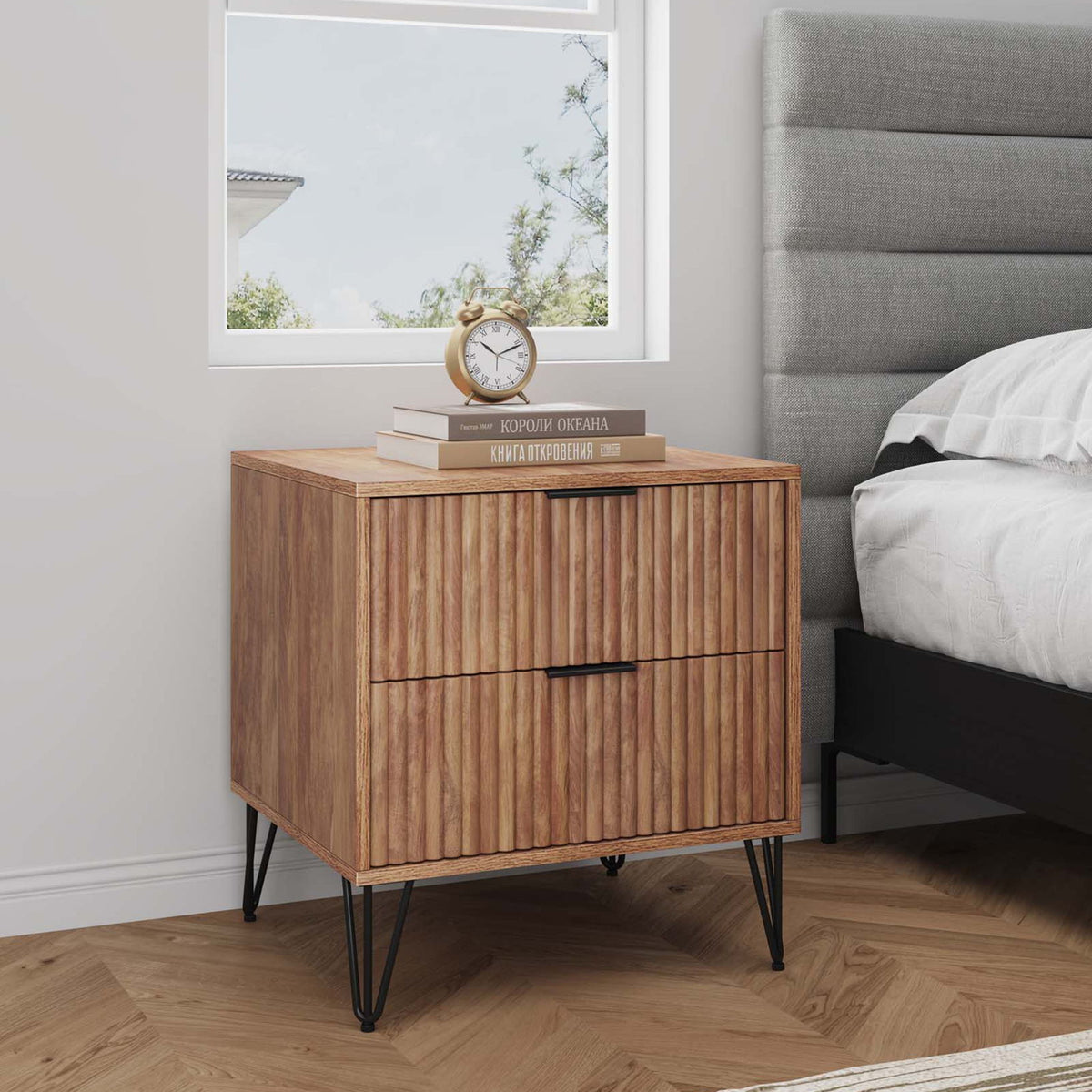 Manhattan Dumbo - Fluted 2-Drawer Nightstand